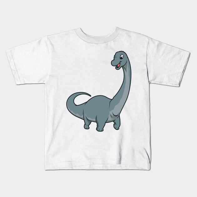 Kawaii Brachiosaurus Kids T-Shirt by Modern Medieval Design